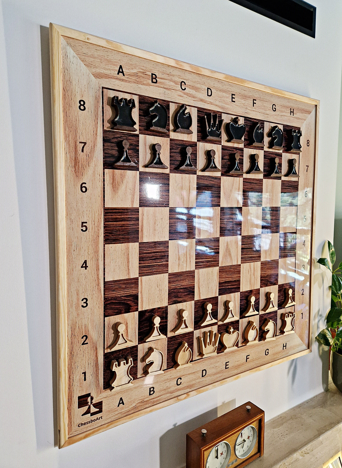 Dark chess figures covered with stain and filled with epoxy resin.