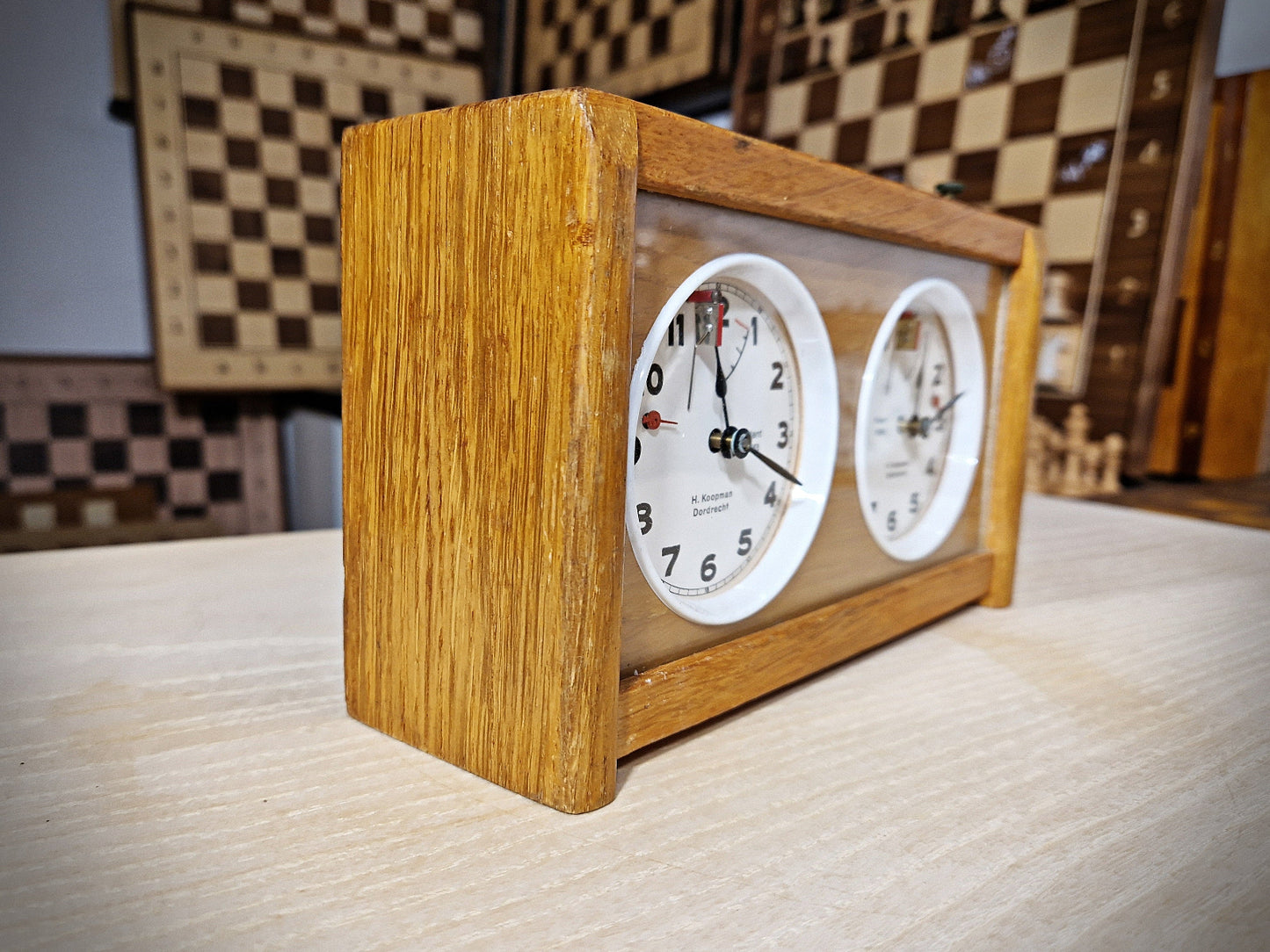 Koopman1972-left chess clock mechanical and wood