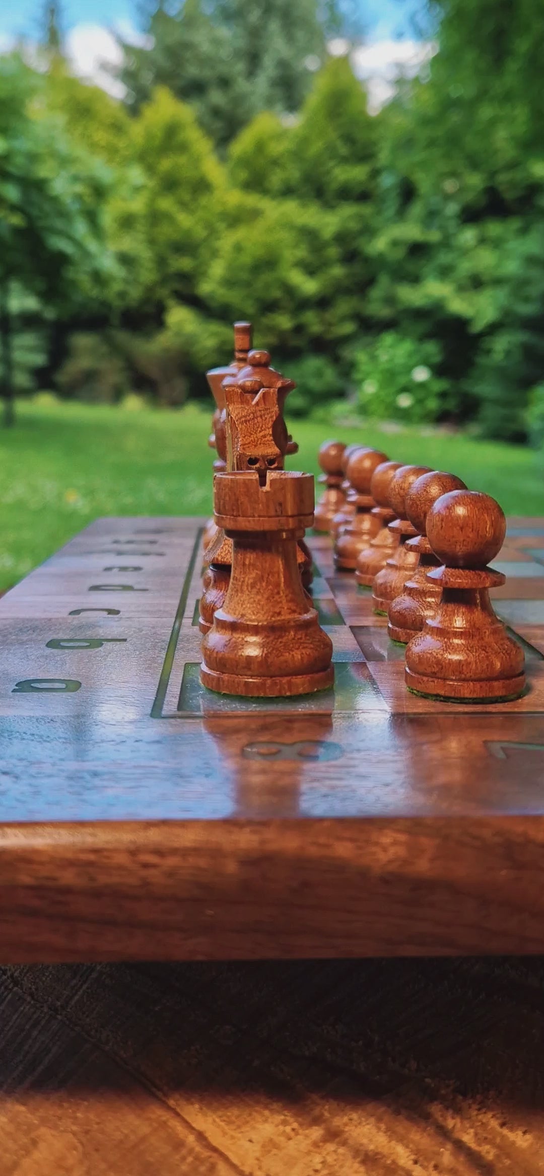 Chessboard with pearl green field Art and Handmade